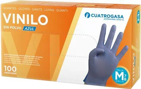 GUANTES VINILO AZUL S/P GD14 T.L 100U