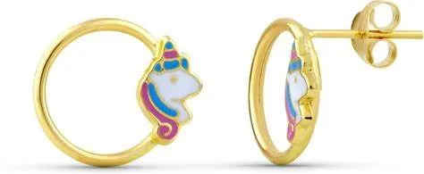 PENDIENTE UNICORNIO ORO 5MM (KM001)