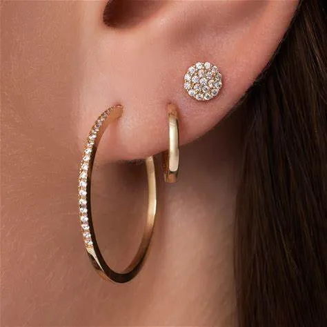 PENDIENTE BOTÓN CIRCONITA ORO 2MM (KM002)