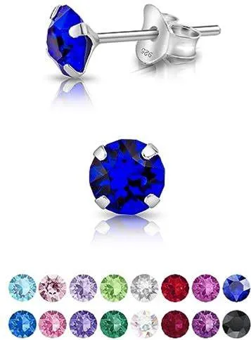 PENDIENTE BOTÓN CIRCONITA AZUL 3MM (KM007)