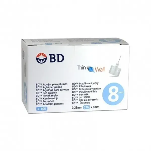 AGUJA PARA PLUMAS ESTERIL BD 31 G (0.25 MM X 8 M