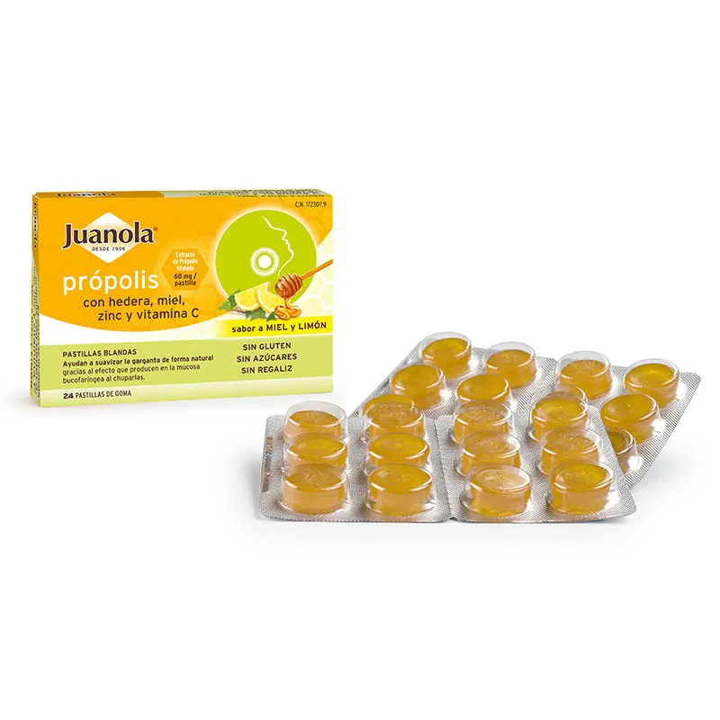 JUANOLA PROPOLIS HIEDRA PASTILLAS MIEL LIMON 24