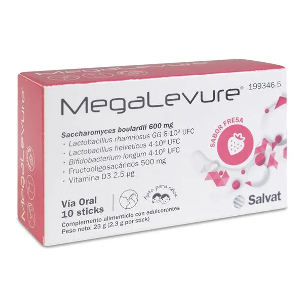 MEGALEVURE10 STICKS SABOR FRESA