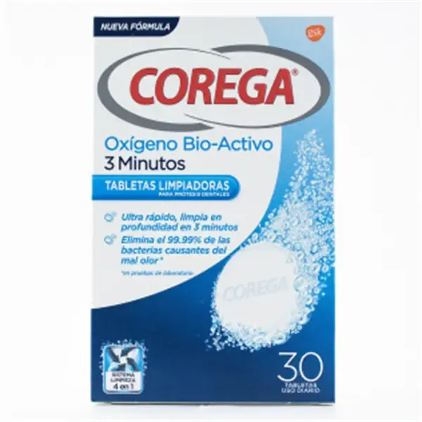 COREGA 3 MINUTOS LIMPIEZA PROTESIS DENTAL 30 TAB